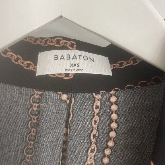 Aritzia Babaton Button Front Blouse Black Gold Chain Link Womens Blouse Size XXS - Picture 5 of 7